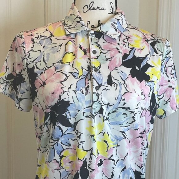 Ralph Lauren RLX Shirt Golf Tailored Fit Floral Sz M Wicking Tennis Golf Sport - Picture 12 of 16